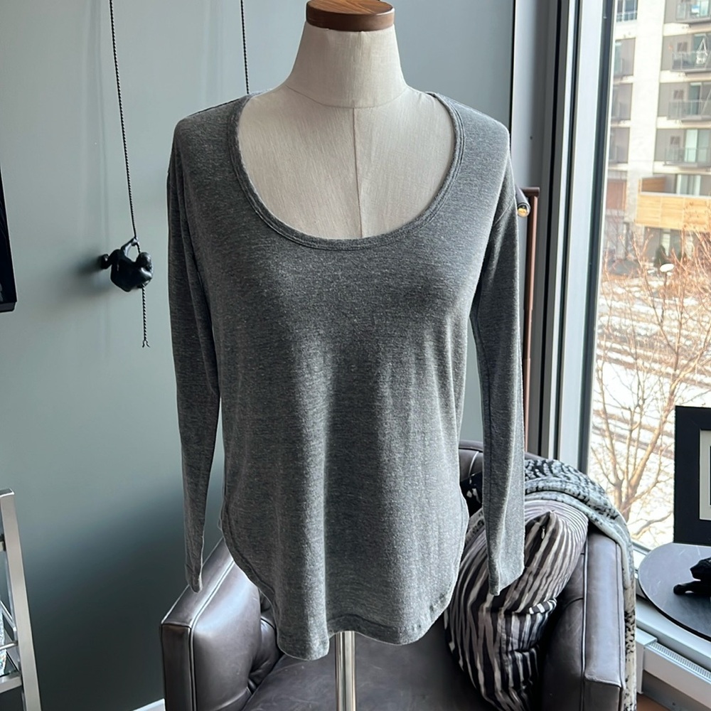 New Marine Layer Claudia Long Sleeve Scoop Neck Tee Size XS (Heather Grey)